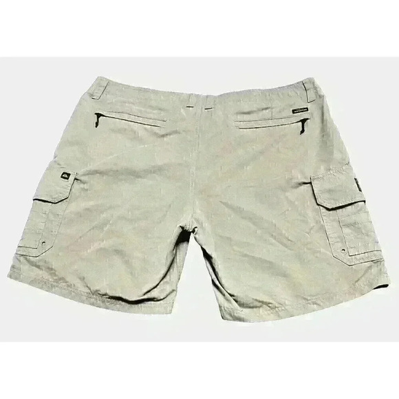 Quiksilver Waterman Shorts Mens 40 Khaki Tan Cargo Nylon Stretch Pockets Tech - Picture 2 of 10